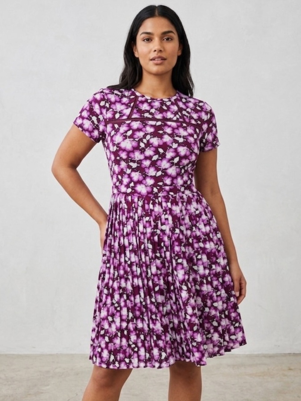 Banana Republic Factory Purple Pleated Fit & Flare Dress Size 10 NWT Short